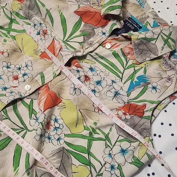 Izod - washable silk sleeveless floral top, size 10 - Picture 9 of 10